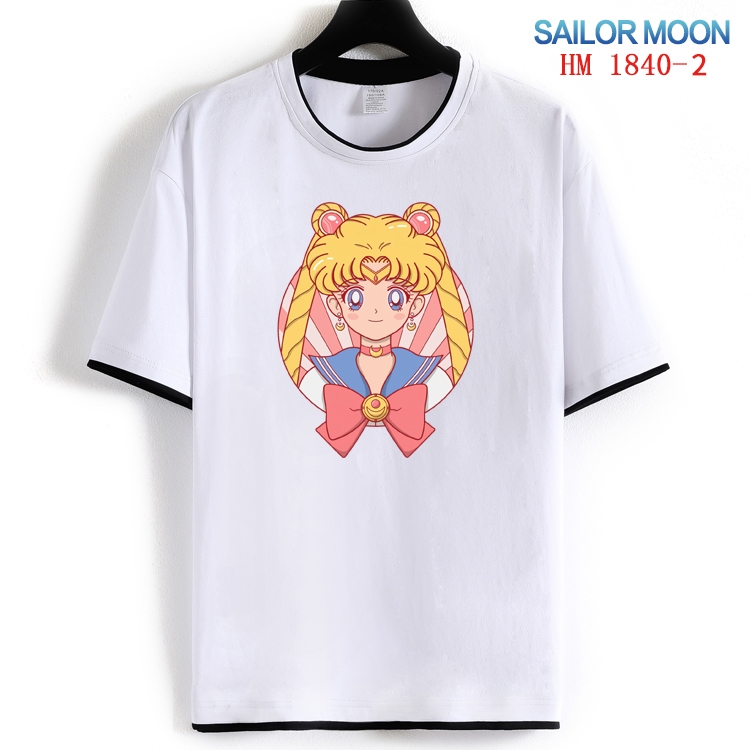 sailormoon Cotton crew neck black and white trim short-sleeved T-shirt  from S to 4XL HM-1840-2