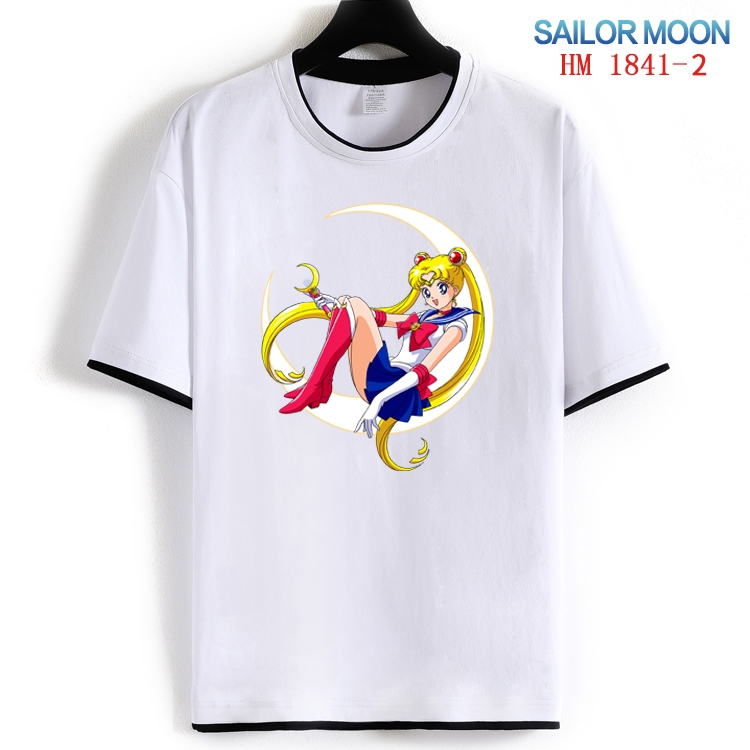 sailormoon Cotton crew neck black and white trim short-sleeved T-shirt  from S to 4XL HM-1841-2