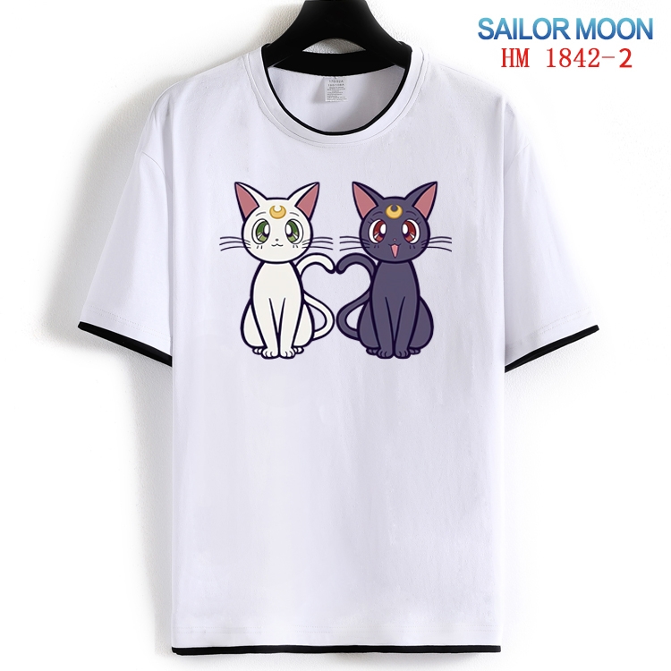 sailormoon Cotton crew neck black and white trim short-sleeved T-shirt  from S to 4XL  HM-1842-2