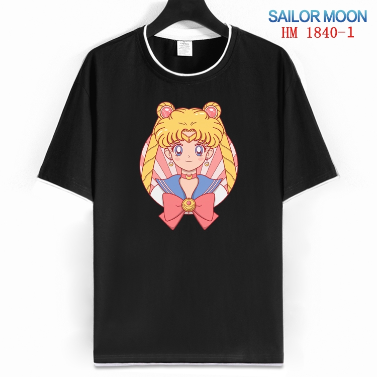 sailormoon Cotton crew neck black and white trim short-sleeved T-shirt  from S to 4XL HM-1840-1