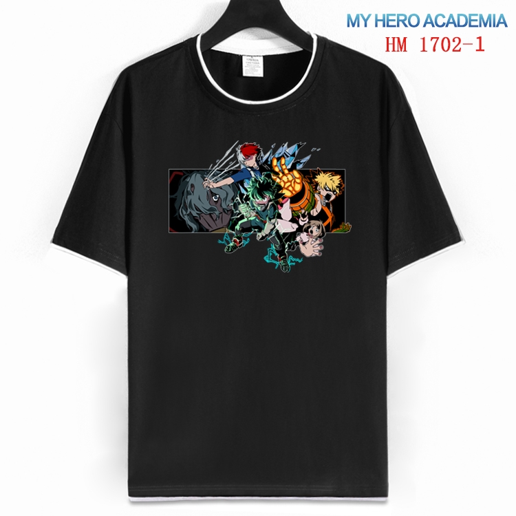 My Hero Academia Cotton crew neck black and white trim short-sleeved T-shirt  from S to 4XL