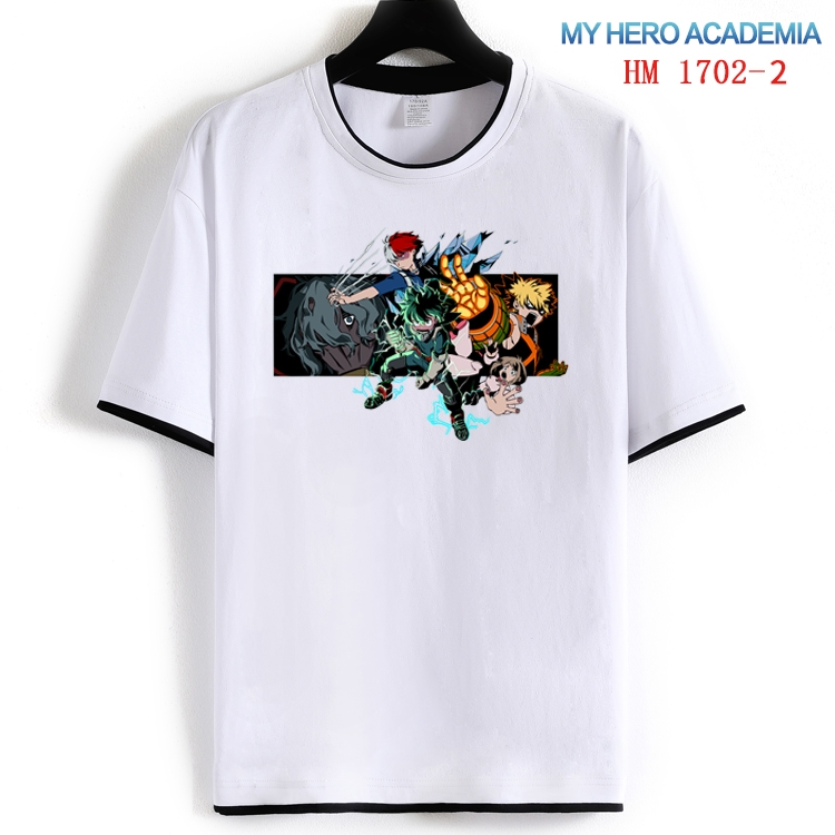 My Hero Academia Cotton crew neck black and white trim short-sleeved T-shirt  from S to 4XL