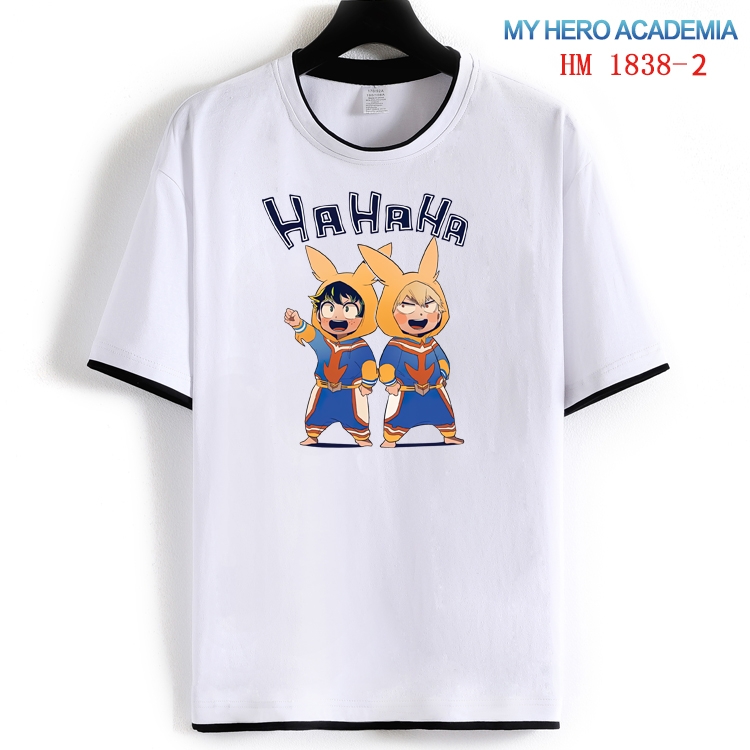 My Hero Academia Cotton crew neck black and white trim short-sleeved T-shirt  from S to 4XL