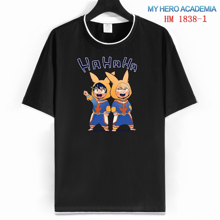 My Hero Academia Cotton crew neck black and white trim short-sleeved T-shirt  from S to 4XL