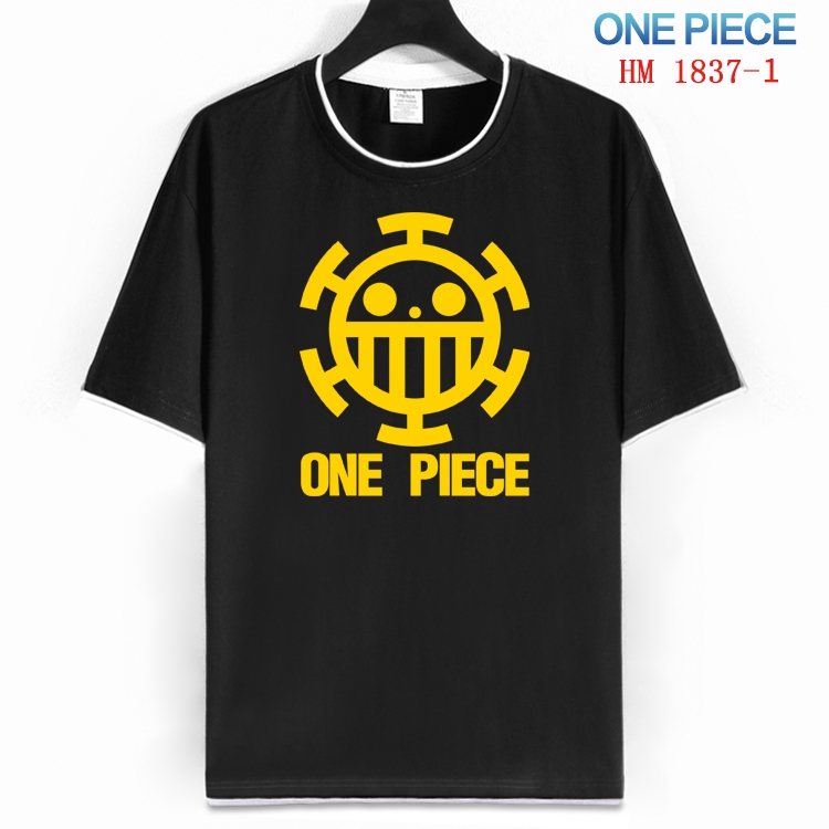 One Piece Cotton crew neck black and white trim short-sleeved T-shirt  from S to 4XL