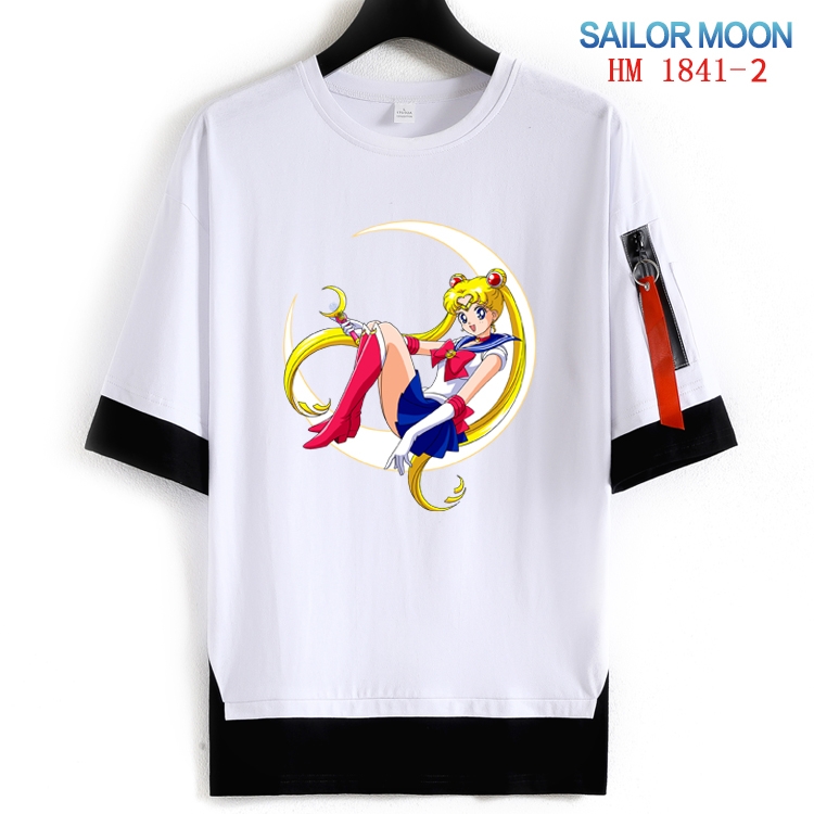 sailormoon Cotton Crew Neck Fake Two-Piece Short Sleeve T-Shirt from S to 4XL HM-1841-2