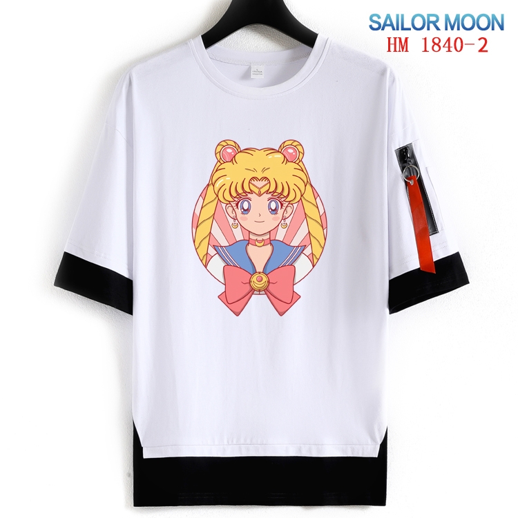 sailormoon Cotton Crew Neck Fake Two-Piece Short Sleeve T-Shirt from S to 4XL  HM-1840-2