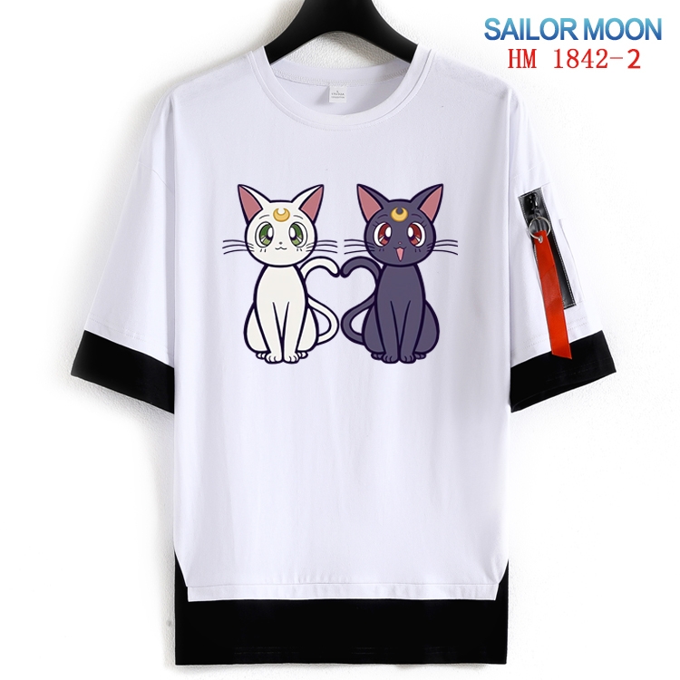 sailormoon Cotton Crew Neck Fake Two-Piece Short Sleeve T-Shirt from S to 4XL HM-1842-2