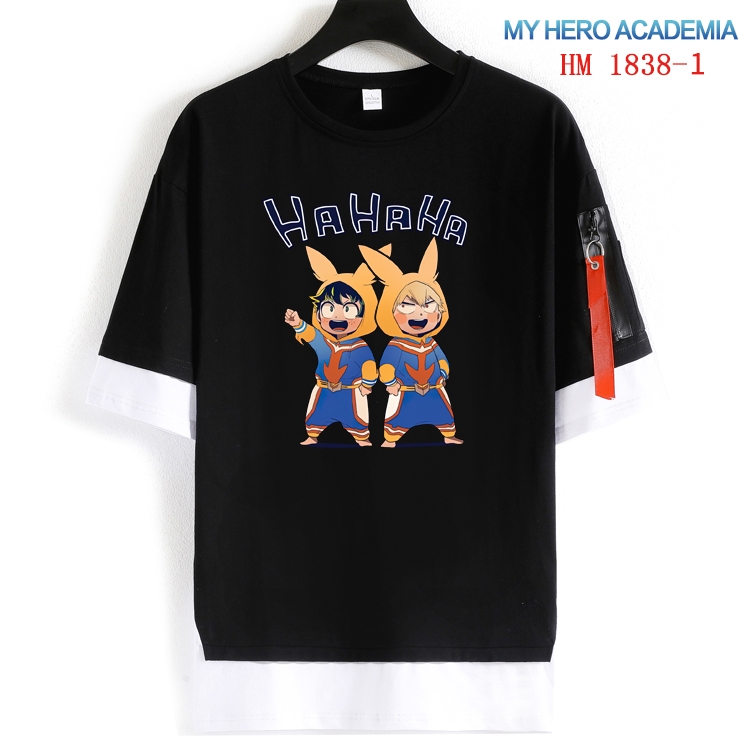 My Hero Academia Cotton Crew Neck Fake Two-Piece Short Sleeve T-Shirt from S to 4XL HM-1838-1