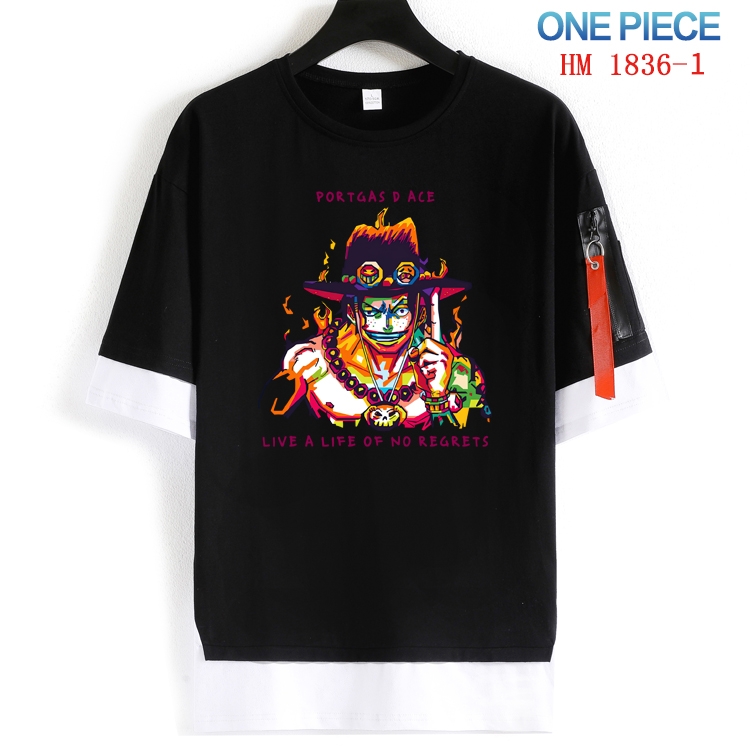 One Piece Cotton Crew Neck Fake Two-Piece Short Sleeve T-Shirt from S to 4XL HM-1836-1