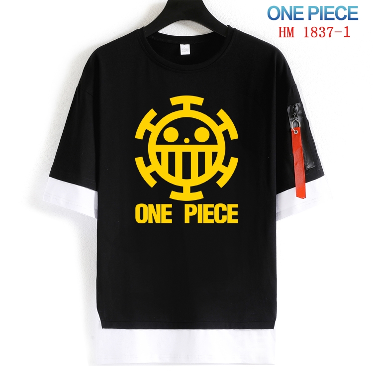 One Piece Cotton Crew Neck Fake Two-Piece Short Sleeve T-Shirt from S to 4XL HM-1837-1