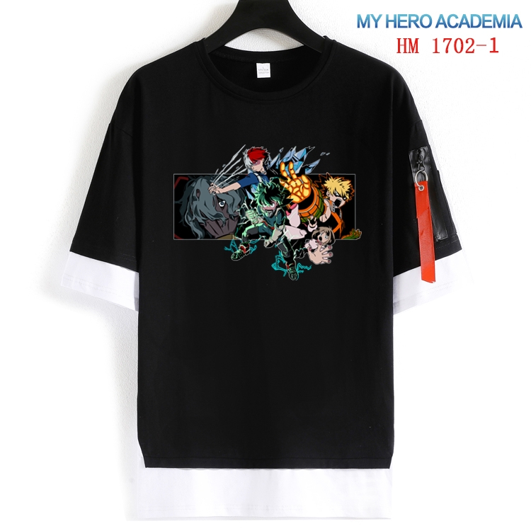 My Hero Academia Cotton Crew Neck Fake Two-Piece Short Sleeve T-Shirt from S to 4XL HM-1702-1