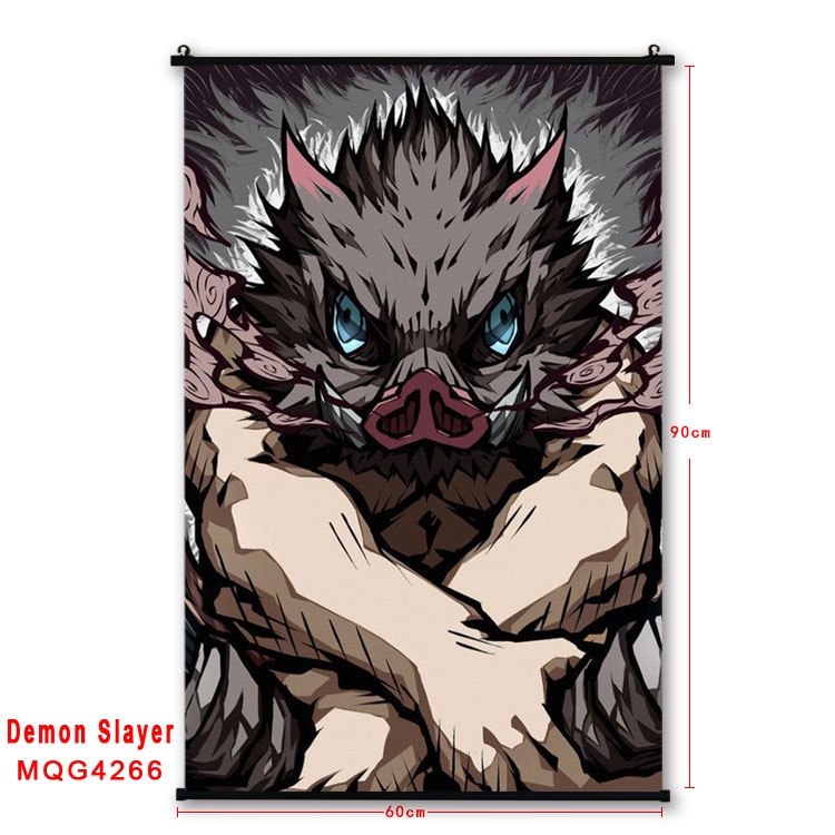 Demon Slayer Kimets black Plastic rod Cloth painting Wall Scroll 60X90CM MQG-4266