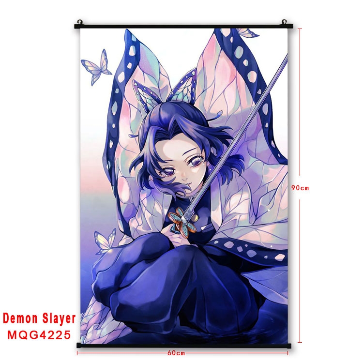 Demon Slayer Kimets black Plastic rod Cloth painting Wall Scroll 60X90CM MQG-4225