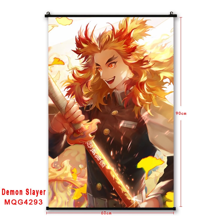 Demon Slayer Kimets black Plastic rod Cloth painting Wall Scroll 60X90CM MQG-4293