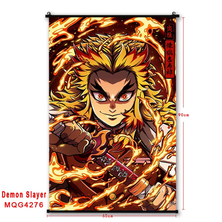 Demon Slayer Kimets black Plastic rod Cloth painting Wall Scroll 60X90CM MQG-4276