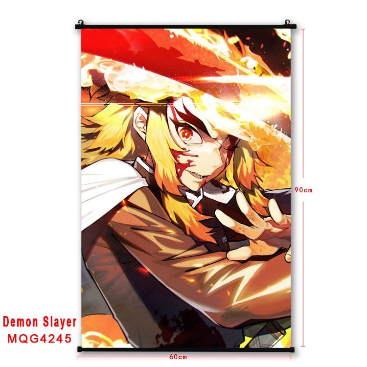 Demon Slayer Kimets black Plastic rod Cloth painting Wall Scroll 60X90CM  MQG-4245