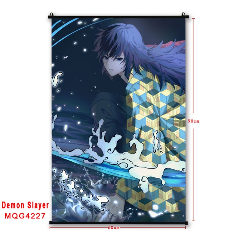 Demon Slayer Kimets black Plastic rod Cloth painting Wall Scroll 60X90CM MQG-4227