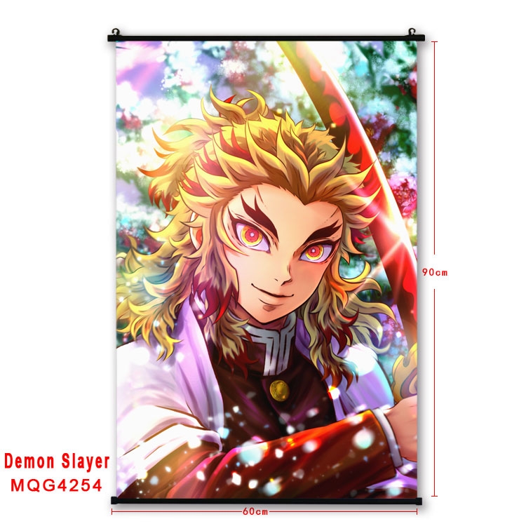 Demon Slayer Kimets black Plastic rod Cloth painting Wall Scroll 60X90CM  MQG-4254