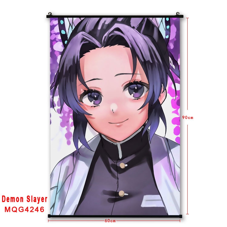 Demon Slayer Kimets black Plastic rod Cloth painting Wall Scroll 60X90CM MQG-4246