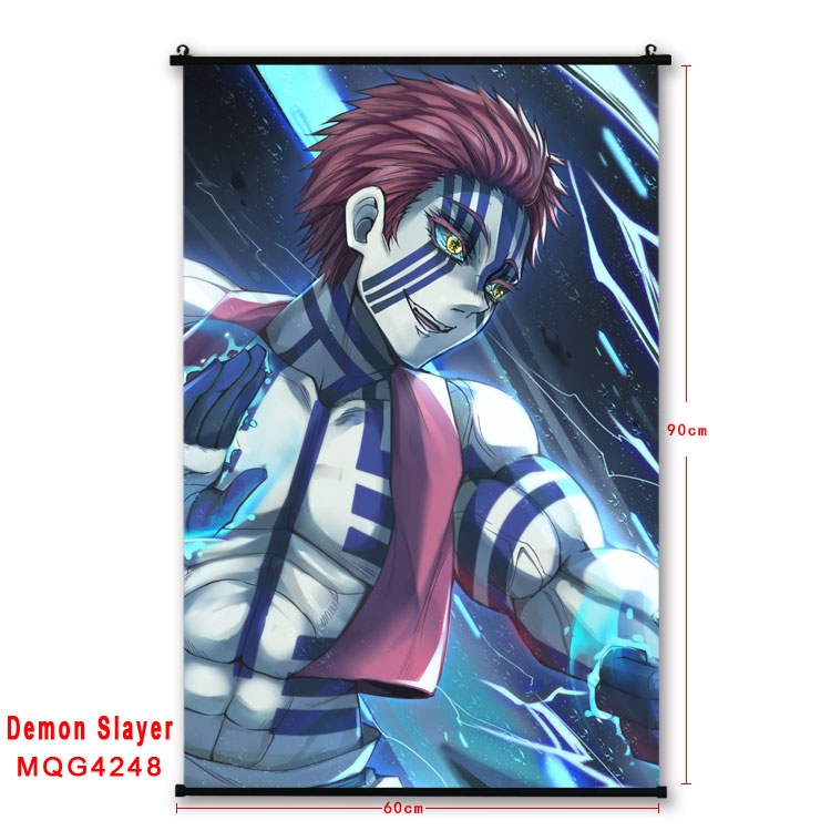 Demon Slayer Kimets black Plastic rod Cloth painting Wall Scroll 60X90CM MQG-4248