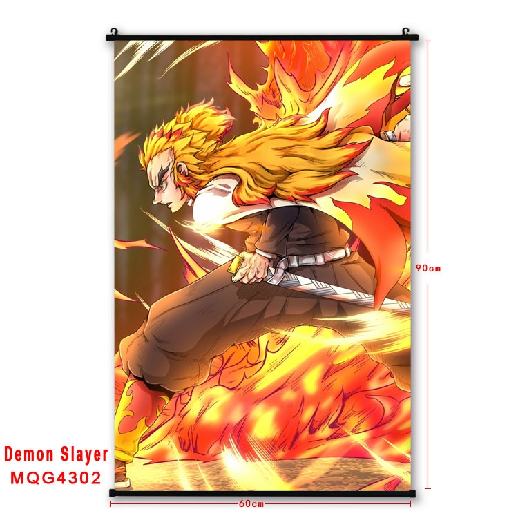 Demon Slayer Kimets black Plastic rod Cloth painting Wall Scroll 60X90CM MQG-4302