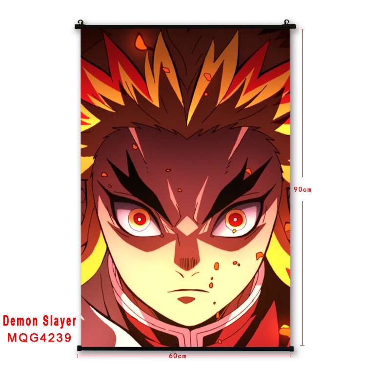 Demon Slayer Kimets black Plastic rod Cloth painting Wall Scroll 60X90CM MQG-4239