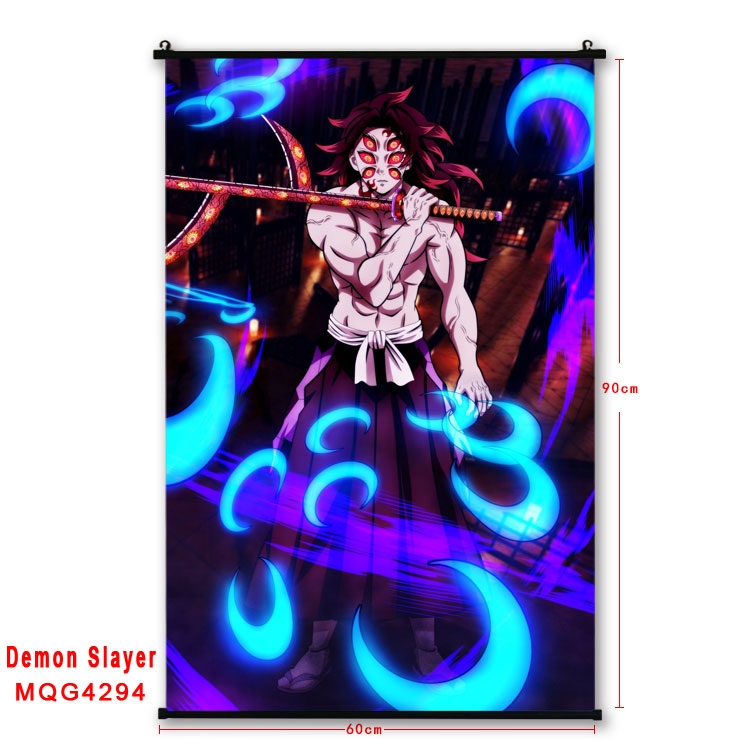 Demon Slayer Kimets black Plastic rod Cloth painting Wall Scroll 60X90CM MQG-4294