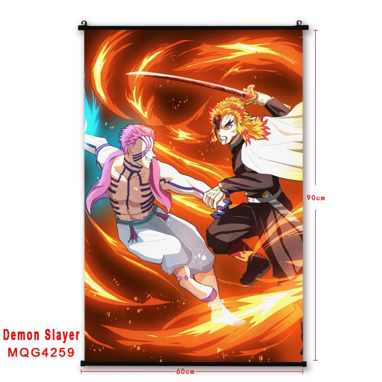 Demon Slayer Kimets black Plastic rod Cloth painting Wall Scroll 60X90CM MQG-4259