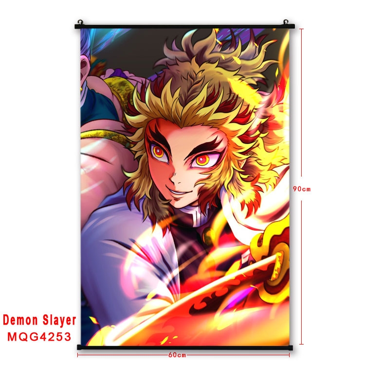 Demon Slayer Kimets black Plastic rod Cloth painting Wall Scroll 60X90CM MQG-4253