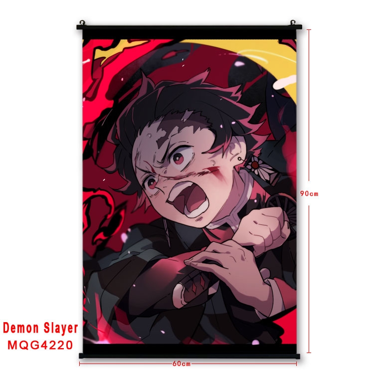 Demon Slayer Kimets black Plastic rod Cloth painting Wall Scroll 60X90CM MQG-4220