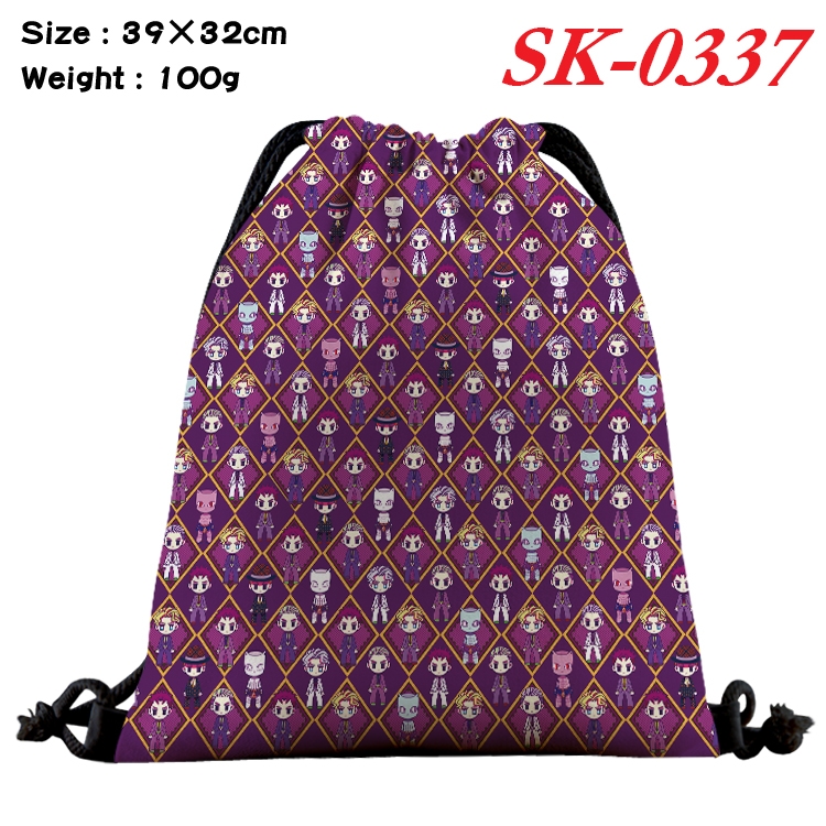 JoJos Bizarre Adventure cartoon Waterproof Nylon Full Color Drawstring Pocket 39x32cm  SK-0337