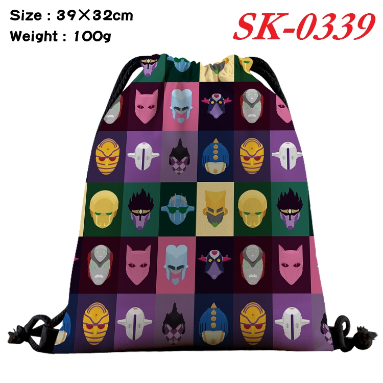 JoJos Bizarre Adventure cartoon Waterproof Nylon Full Color Drawstring Pocket 39x32cm  SK-0339