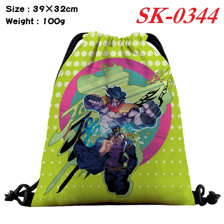 JoJos Bizarre Adventure cartoon Waterproof Nylon Full Color Drawstring Pocket 39x32cm SK-0344