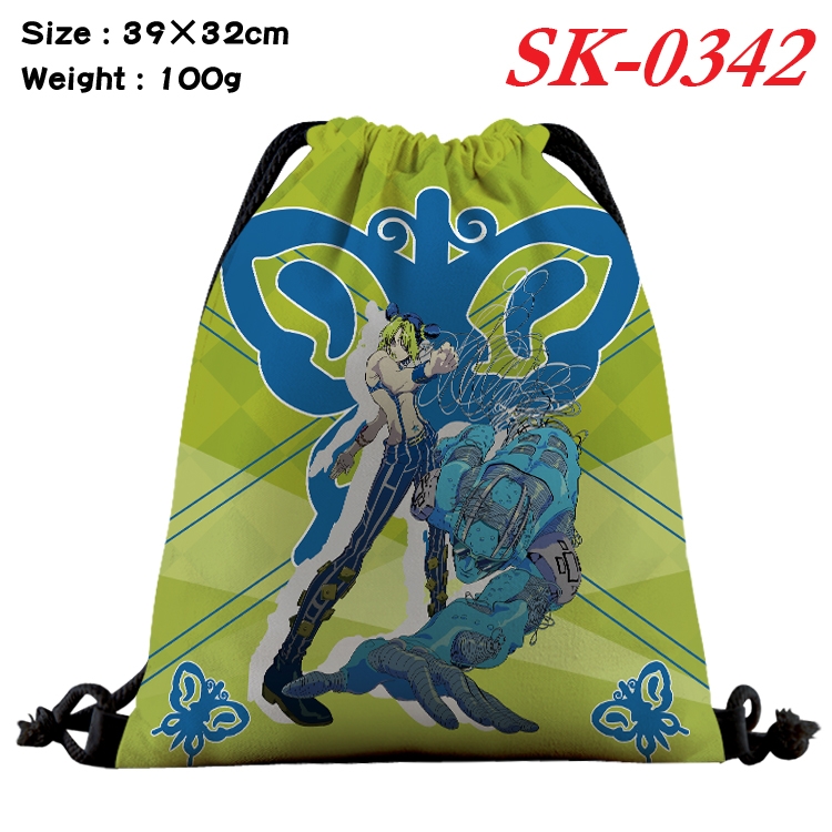 JoJos Bizarre Adventure cartoon Waterproof Nylon Full Color Drawstring Pocket 39x32cm SK-0342