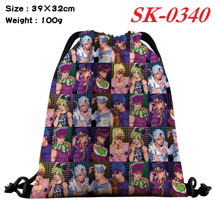 JoJos Bizarre Adventure cartoon Waterproof Nylon Full Color Drawstring Pocket 39x32cm SK-0340