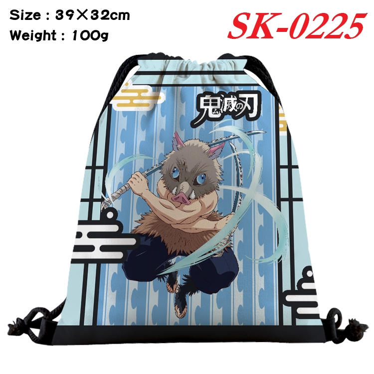 Demon Slayer Kimets cartoon Waterproof Nylon Full Color Drawstring Pocket 39x32cm SK-0225