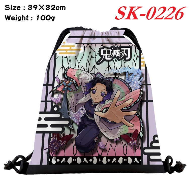 Demon Slayer Kimets cartoon Waterproof Nylon Full Color Drawstring Pocket 39x32cm SK-0226