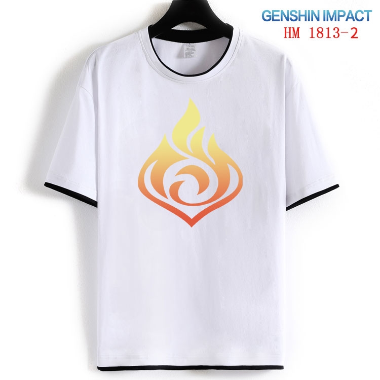 Genshin Impact Cotton crew neck black and white trim short-sleeved T-shirt  from S to 4XL  HM-1813-2