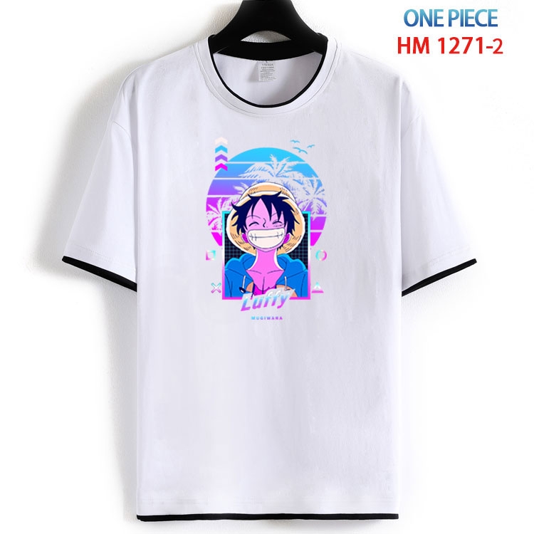 One Piece Cotton crew neck black and white trim short-sleeved T-shirt  from S to 4XL  HM-1271-2