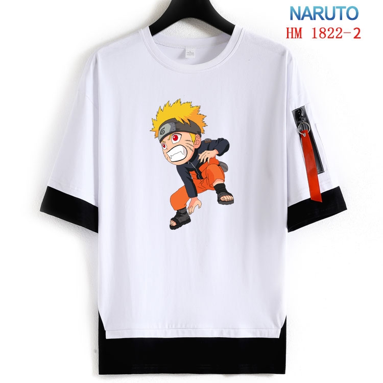 Naruto Cotton Crew Neck Fake Two-Piece Short Sleeve T-Shirt from S to 4XL HM-1822-2