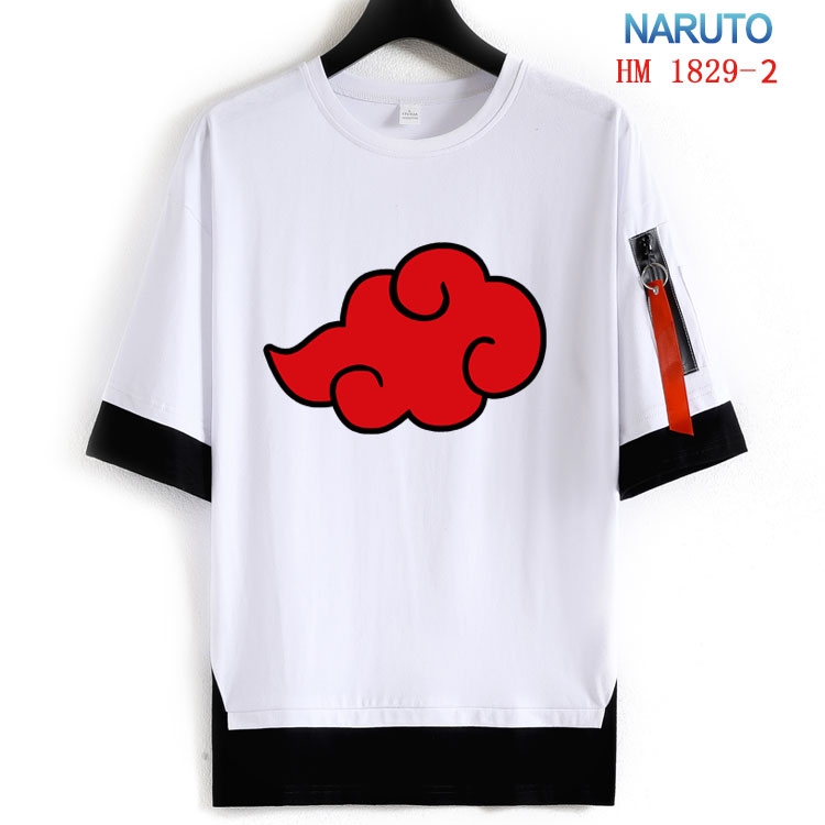 Naruto Cotton Crew Neck Fake Two-Piece Short Sleeve T-Shirt from S to 4XL HM-1829-2