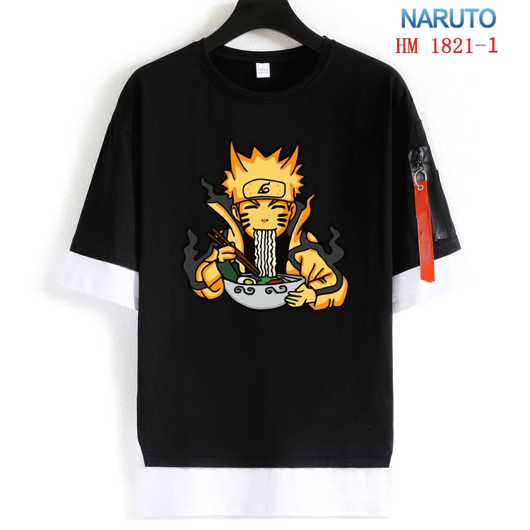 Naruto Cotton Crew Neck Fake Two-Piece Short Sleeve T-Shirt from S to 4XL  HM-1821-1