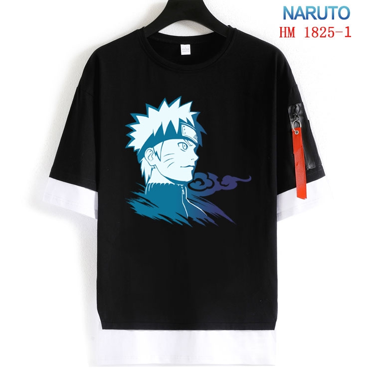 Naruto Cotton Crew Neck Fake Two-Piece Short Sleeve T-Shirt from S to 4XL HM-1825-1