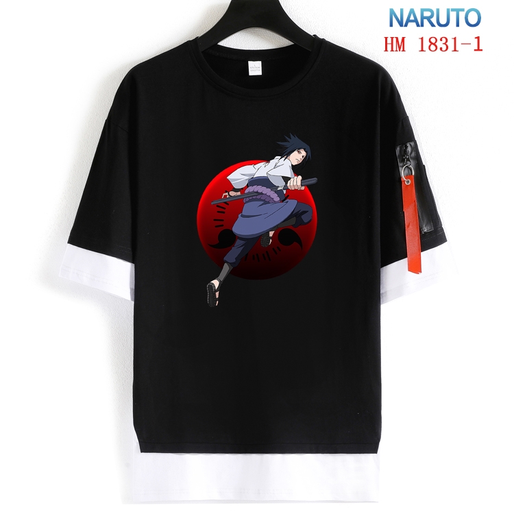 Naruto Cotton Crew Neck Fake Two-Piece Short Sleeve T-Shirt from S to 4XL  HM-1831-1