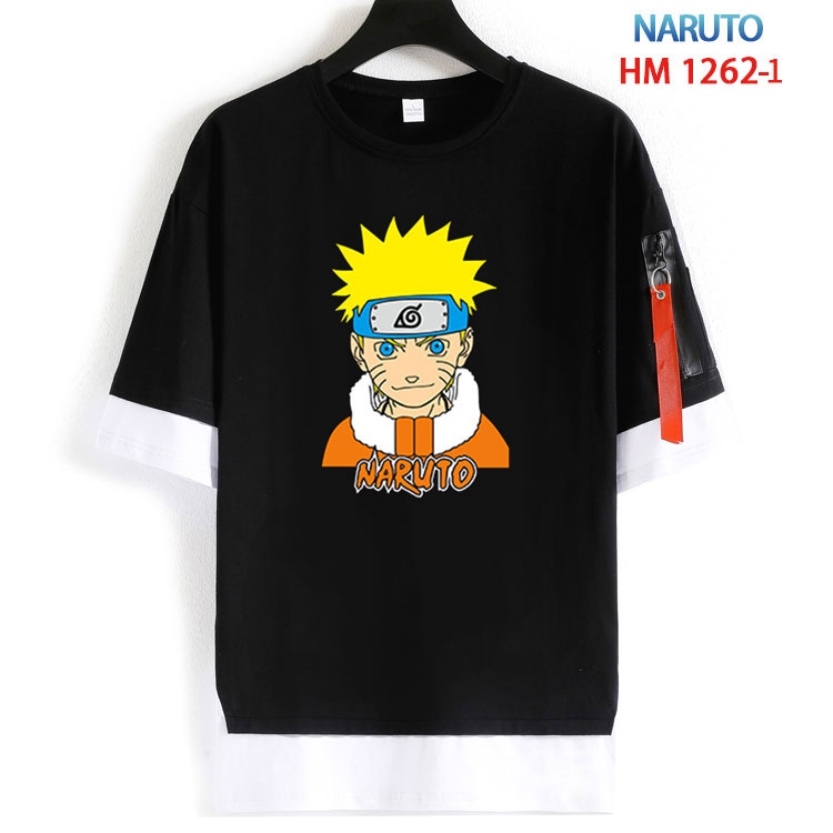 Naruto Cotton Crew Neck Fake Two-Piece Short Sleeve T-Shirt from S to 4XL  HM 1262 1