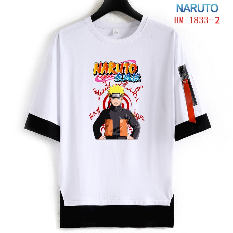 Naruto Cotton Crew Neck Fake Two-Piece Short Sleeve T-Shirt from S to 4XL HM-1833-2