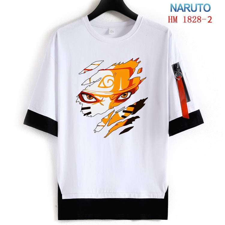 Naruto Cotton Crew Neck Fake Two-Piece Short Sleeve T-Shirt from S to 4XL HM-1828-2