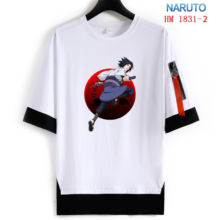 Naruto Cotton Crew Neck Fake Two-Piece Short Sleeve T-Shirt from S to 4XL HM-1831-2