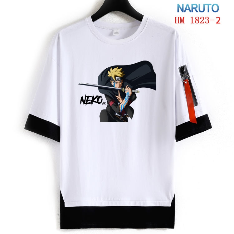 Naruto Cotton Crew Neck Fake Two-Piece Short Sleeve T-Shirt from S to 4XL  HM-1823-2